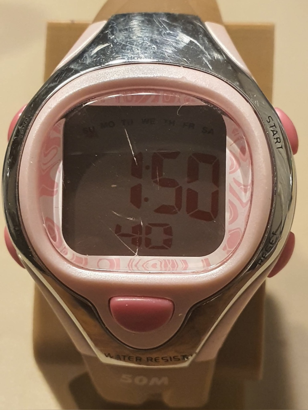 🦋10/$20🦋 TGHK Silver/Pink Digital Alarm Chrono Women's Watch